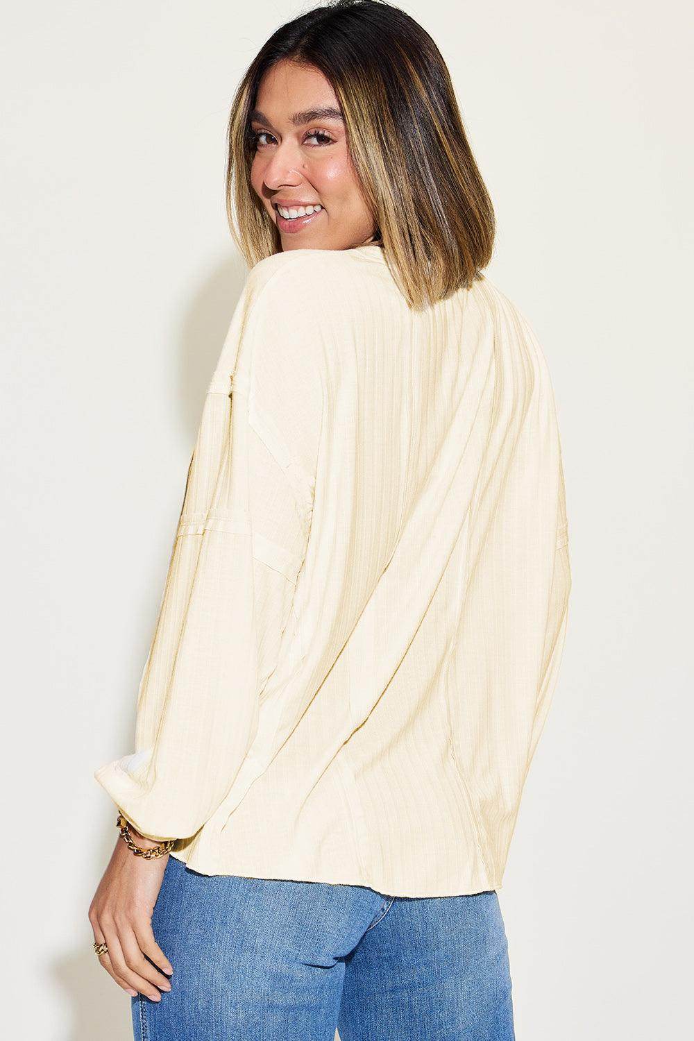 Basic Bae Full Size Ribbed Round Neck Long Sleeve T-Shirt - Selvanelle
