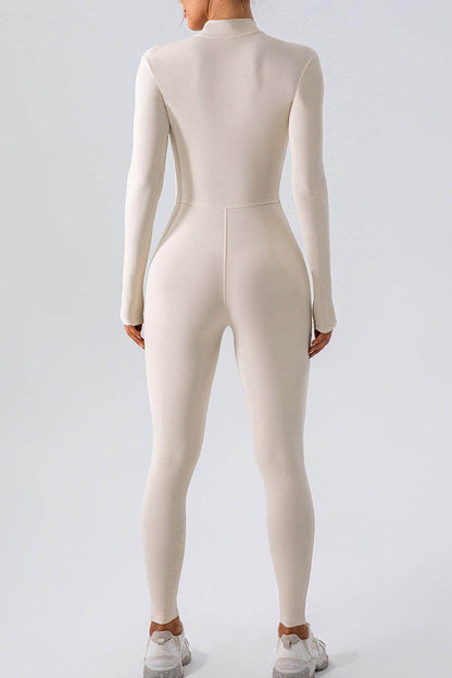 Half Zip Mock Neck Active Jumpsuit for Women Comfort Fit - Selvanelle