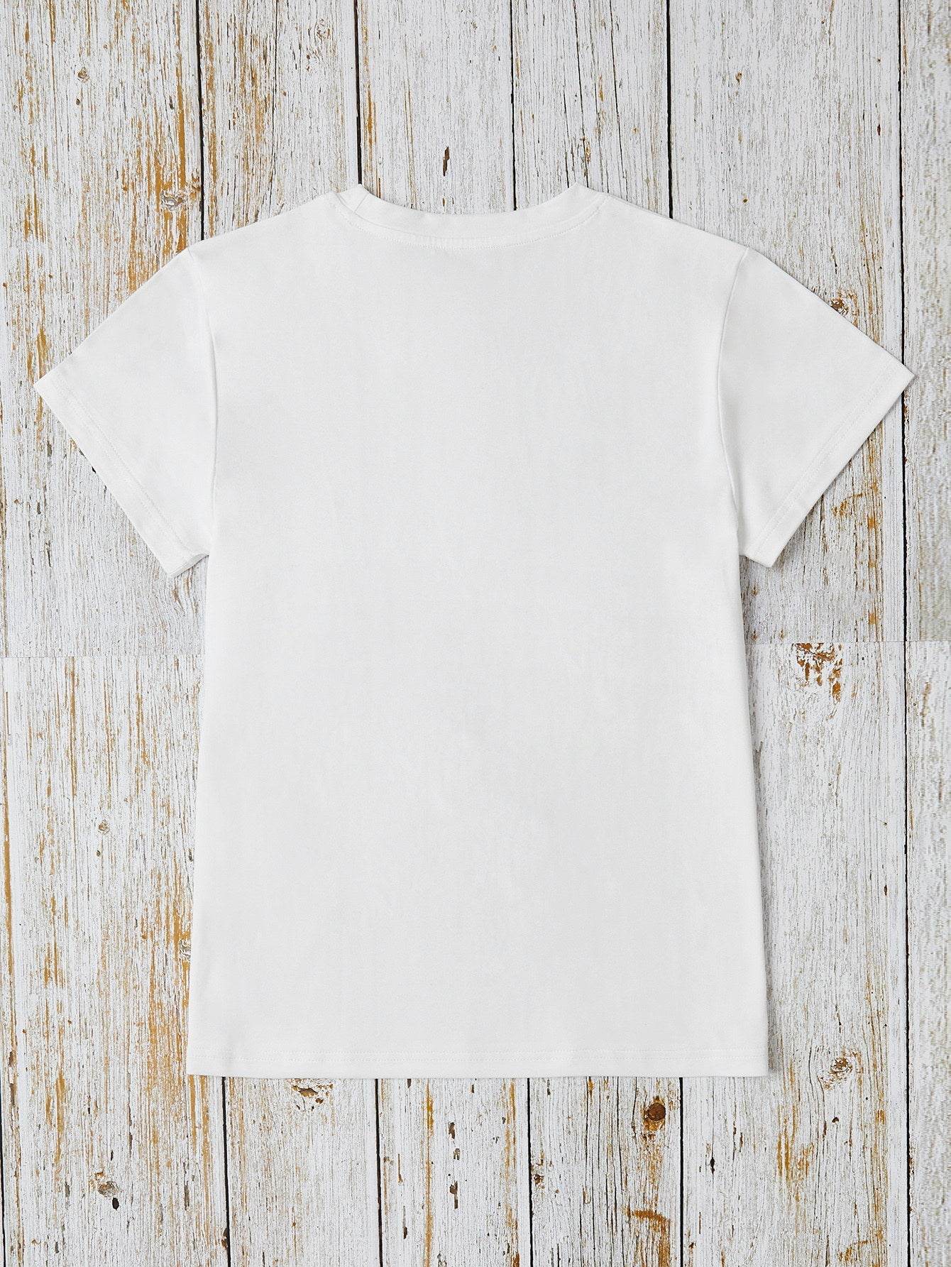 Graphic Round Neck Short Sleeve T-Shirt - Selvanelle