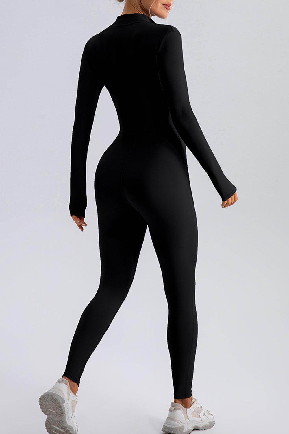 Half Zip Mock Neck Active Jumpsuit for Women Comfort Fit - Selvanelle