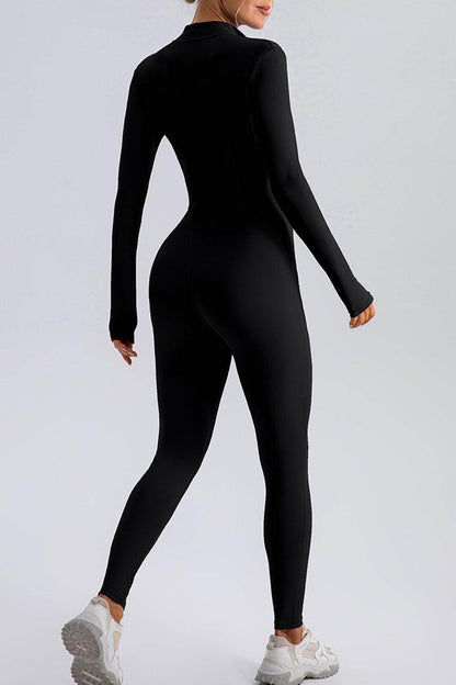 Half Zip Mock Neck Active Jumpsuit for Women Comfort Fit - Selvanelle