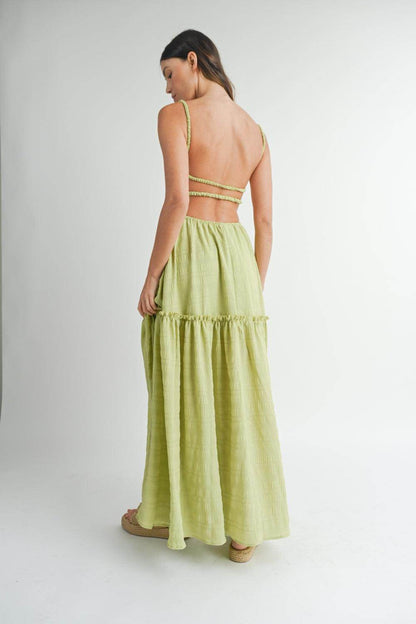 MABLE Cutout Waist Backless Maxi Dress for Special Events - Selvanelle