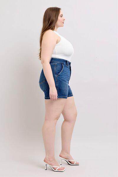 Judy Blue Full Size Double Button Waistband Denim Shorts Plus Size - Selvanelle