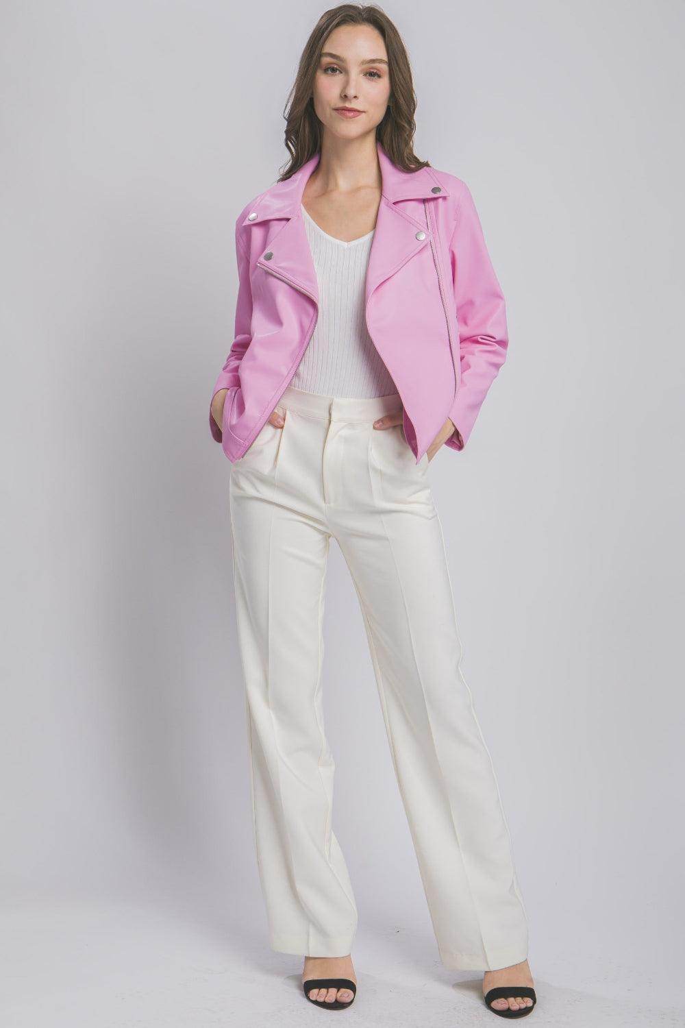 Love Tree Collared Neck Zip Up Jacket for Stylish Layering - Selvanelle