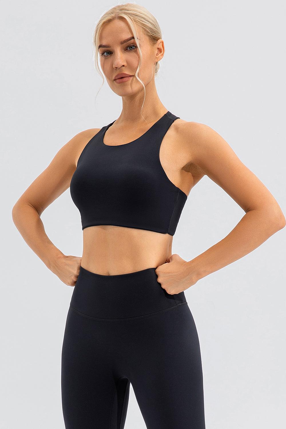 Round Neck Cutout Cropped Active Tank for Women Fitness