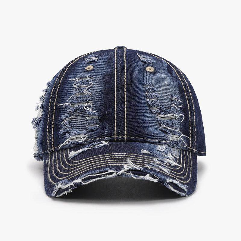 Distressed Adjustable Cotton Baseball Cap for Everyday Wear - Selvanelle