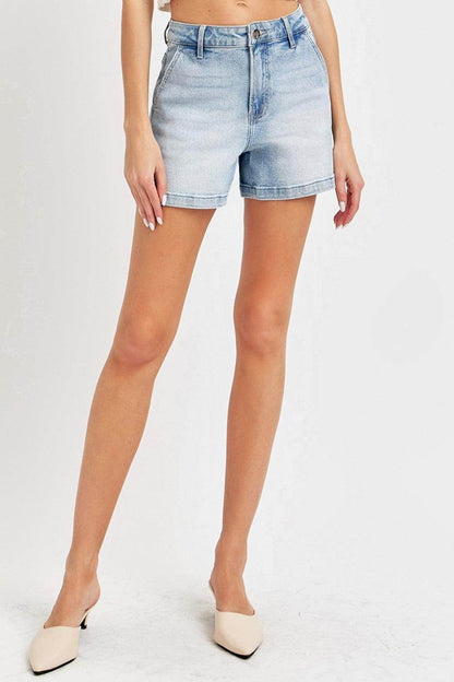 Risen Full Size High Rise Denim Shorts for Women Stylish - Selvanelle