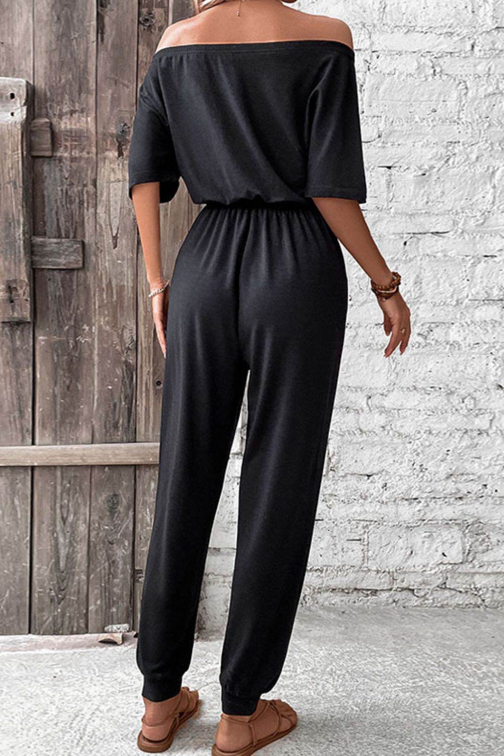 Perfee Off-Shoulder Jumpsuit with Pockets - Selvanelle