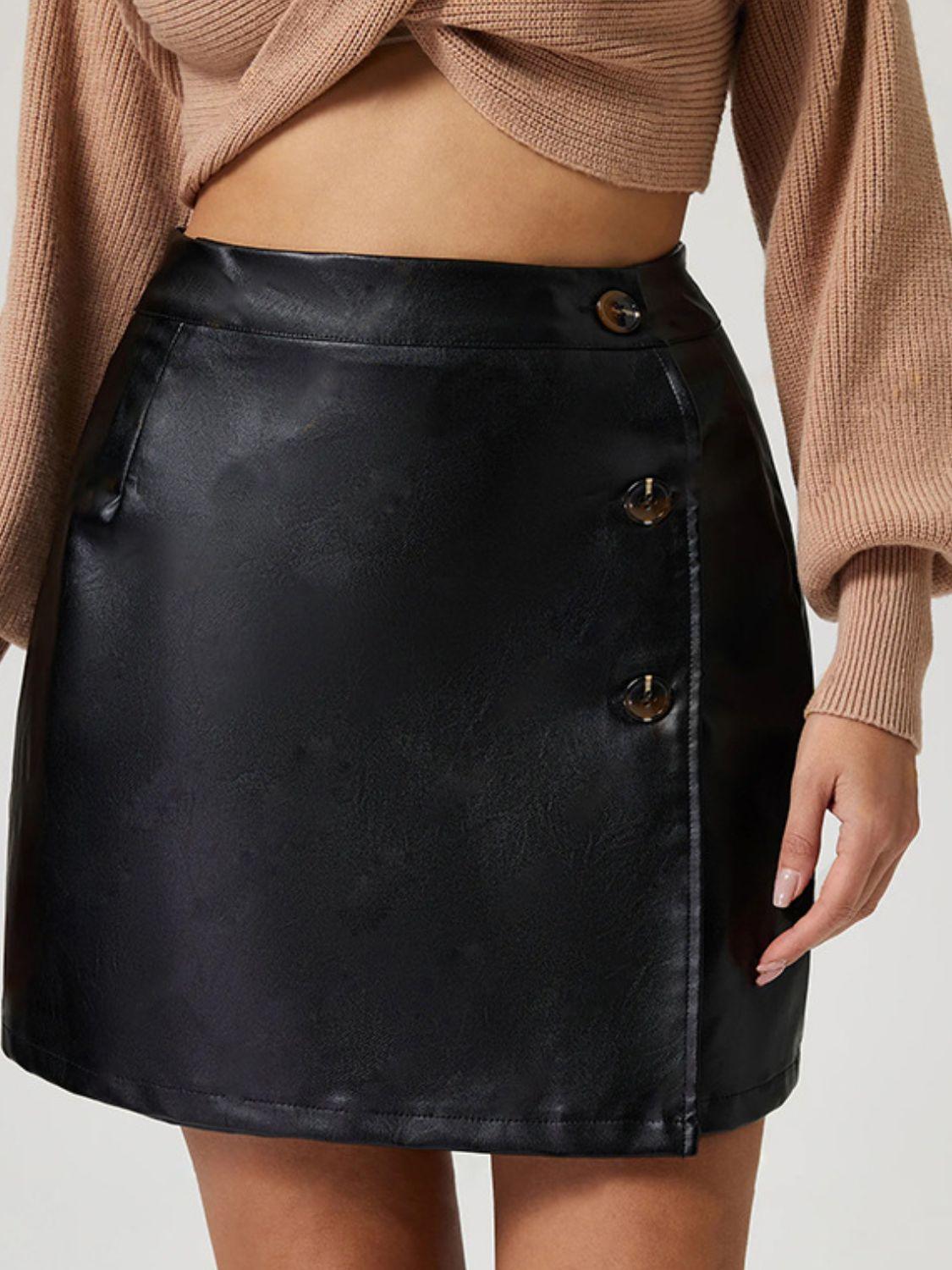 Buttoned High Rise Mini Skirt for Stylish Casual Wear