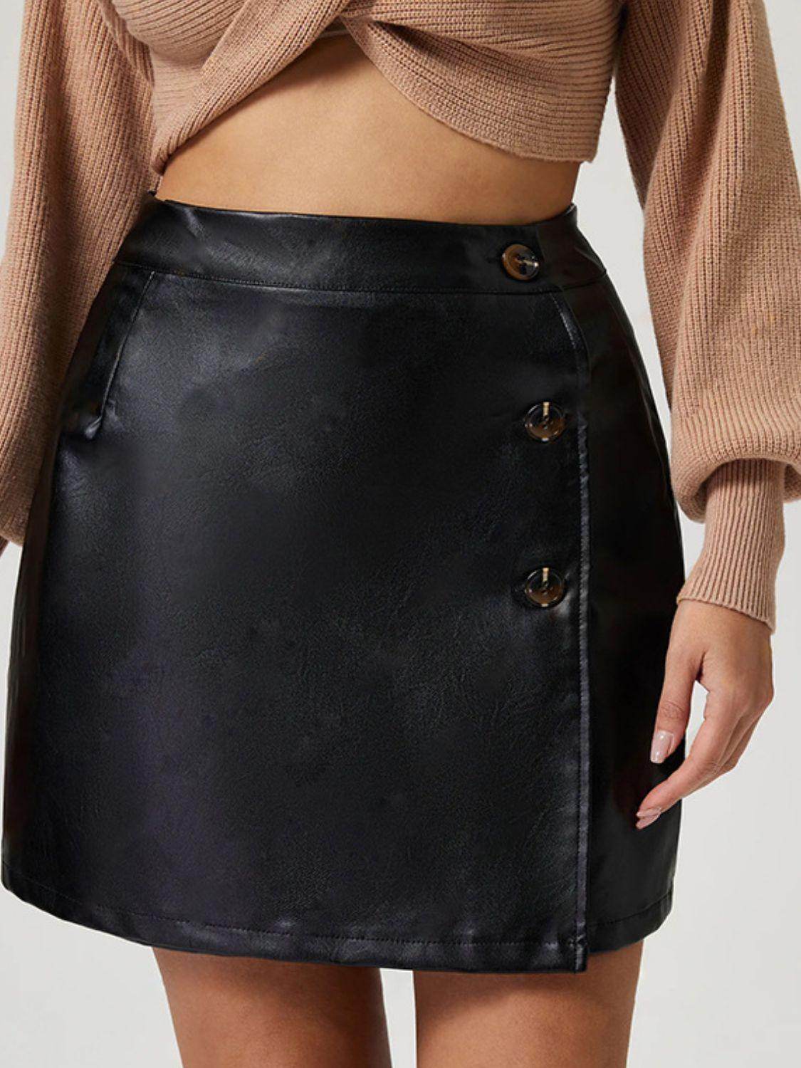 Buttoned High Rise Mini Skirt for Stylish Casual Wear - Selvanelle