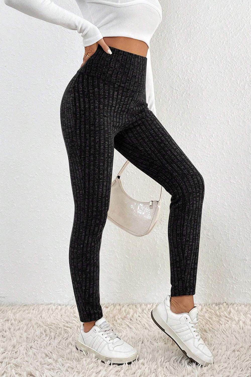 Ribbed High Waist Leggings for Women with Moderate Stretch - Selvanelle