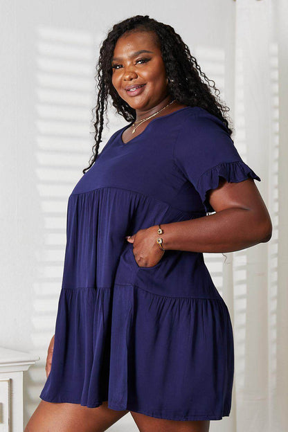 Mandy V-Neck Flounce Sleeve Tiered Dress for All Occasions - Selvanelle
