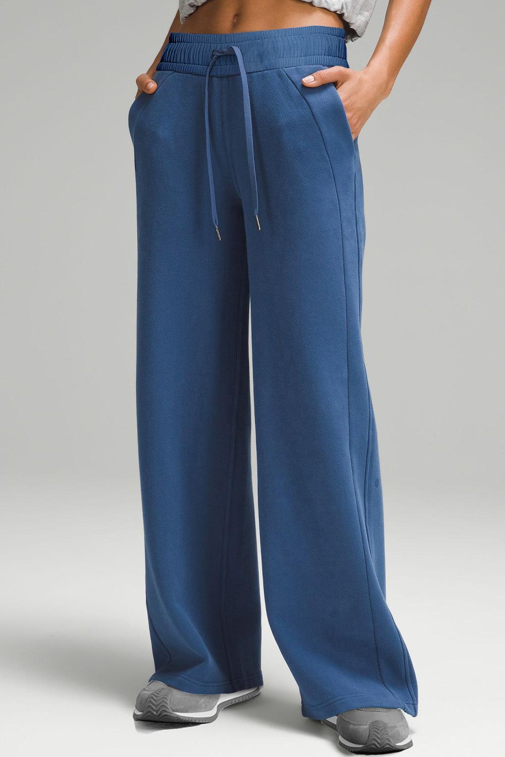 Drawstring Wide Leg Active Pants for Comfort and Style