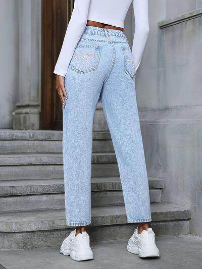 Distressed High Rise Jeans with Pockets for Women - Selvanelle
