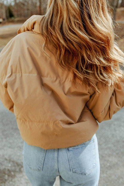 Zip Up Collared Neck Coat with Pockets for Women - Selvanelle