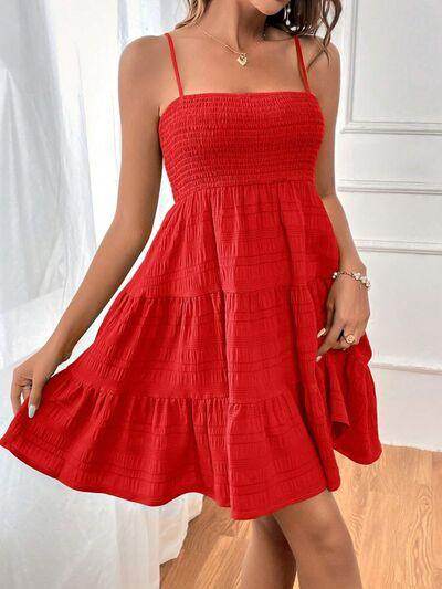 Tiered Smocked Square Neck Cami Dress for Casual Style - Selvanelle
