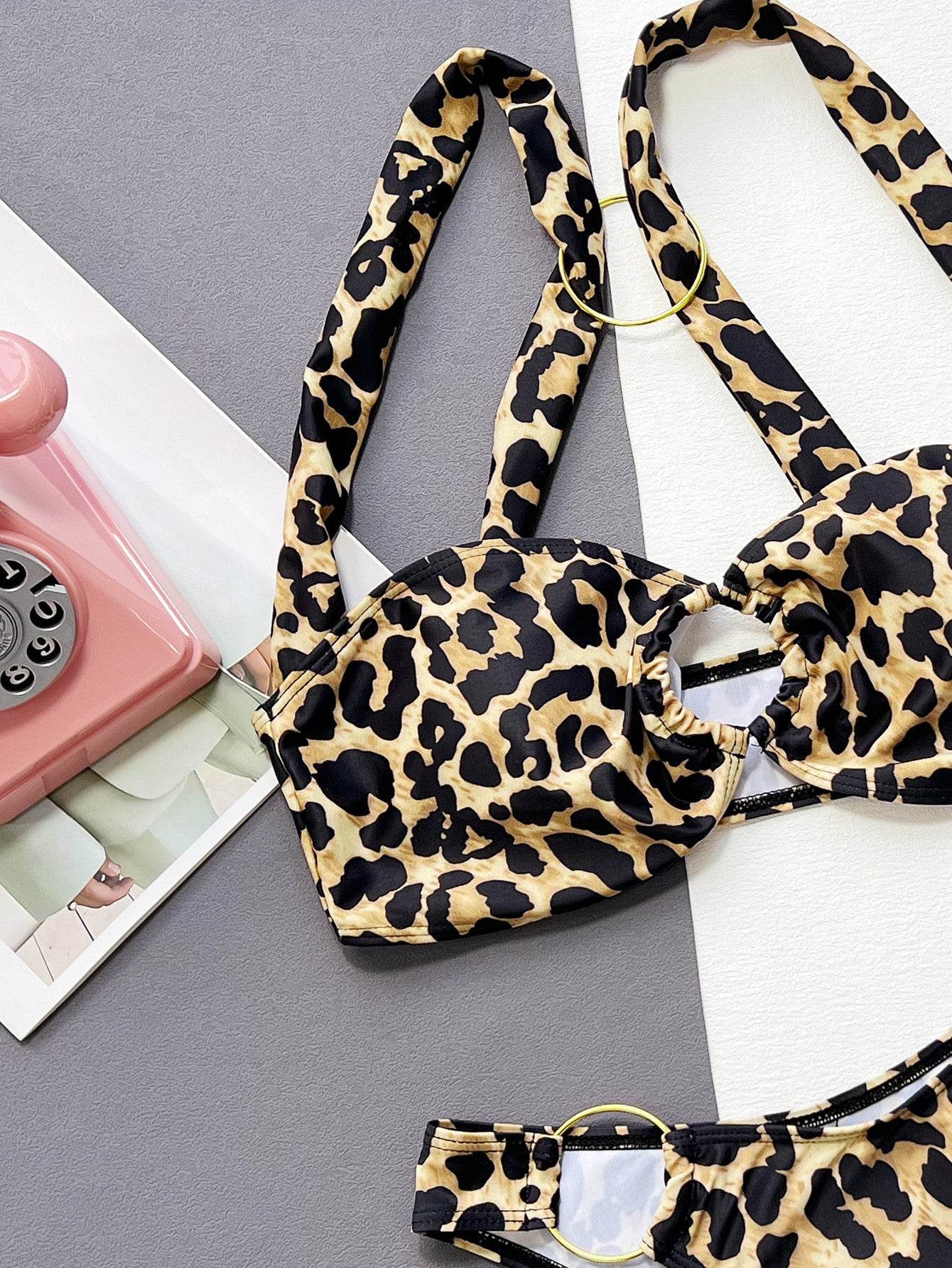 Leopard Ring Detail Bikini Set - Selvanelle