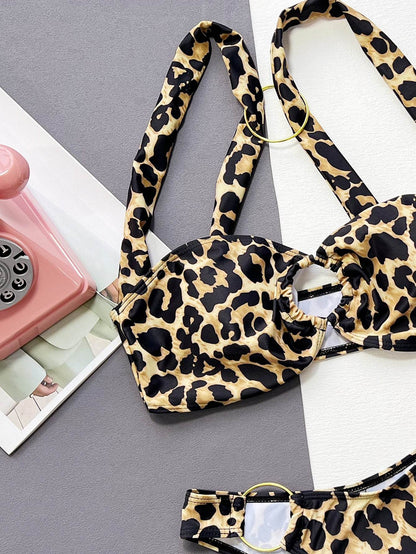 Leopard Ring Detail Bikini Set - Selvanelle