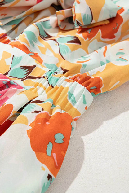 Tied Printed Half Sleeve Romper - Selvanelle