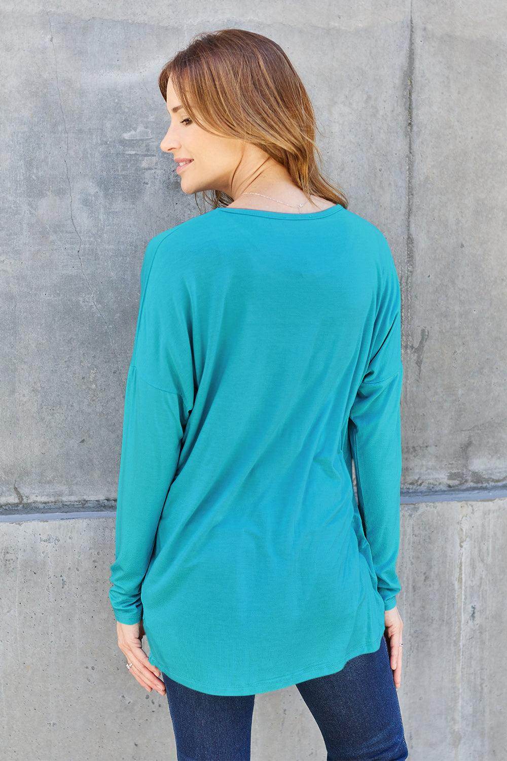 Basic Bae Full Size Round Neck Dropped Shoulder T-Shirt - Selvanelle