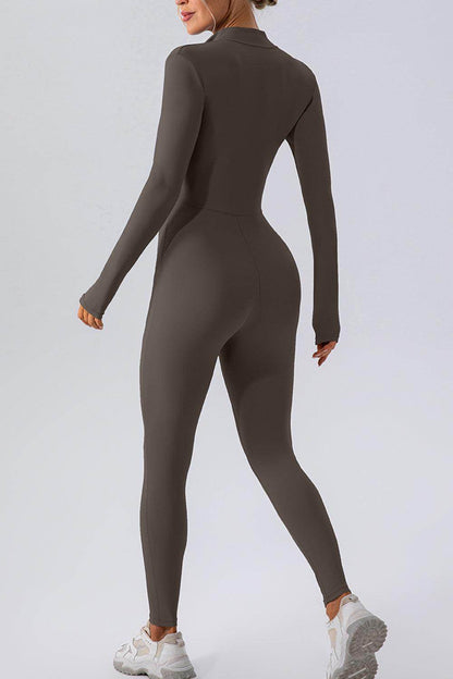 Half Zip Mock Neck Active Jumpsuit for Women Comfort Fit - Selvanelle