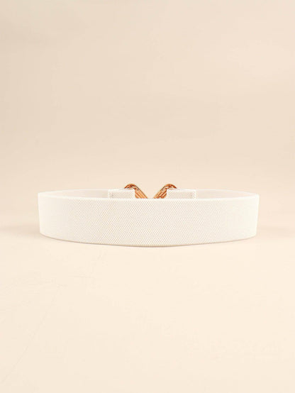 Geometric Buckle Elastic Wide Belt for Stylish Comfort - Selvanelle