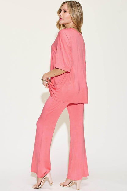 Basic Bae Full Size Bamboo Drop Shoulder T-Shirt Set - Selvanelle