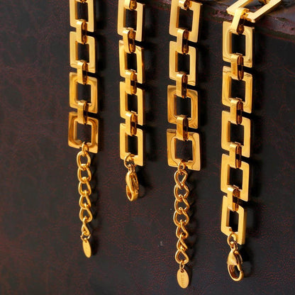 Titanium Steel Hollow Square Chain Bracelet for Men and Women - Selvanelle