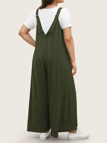 Full Size Pocketed Wide Leg Overalls - Selvanelle