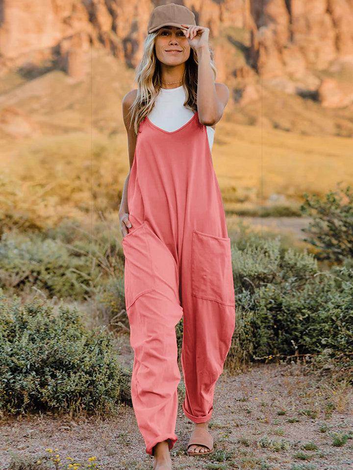 Double Take Full Size Sleeveless V-Neck Pocketed Jumpsuit - Selvanelle