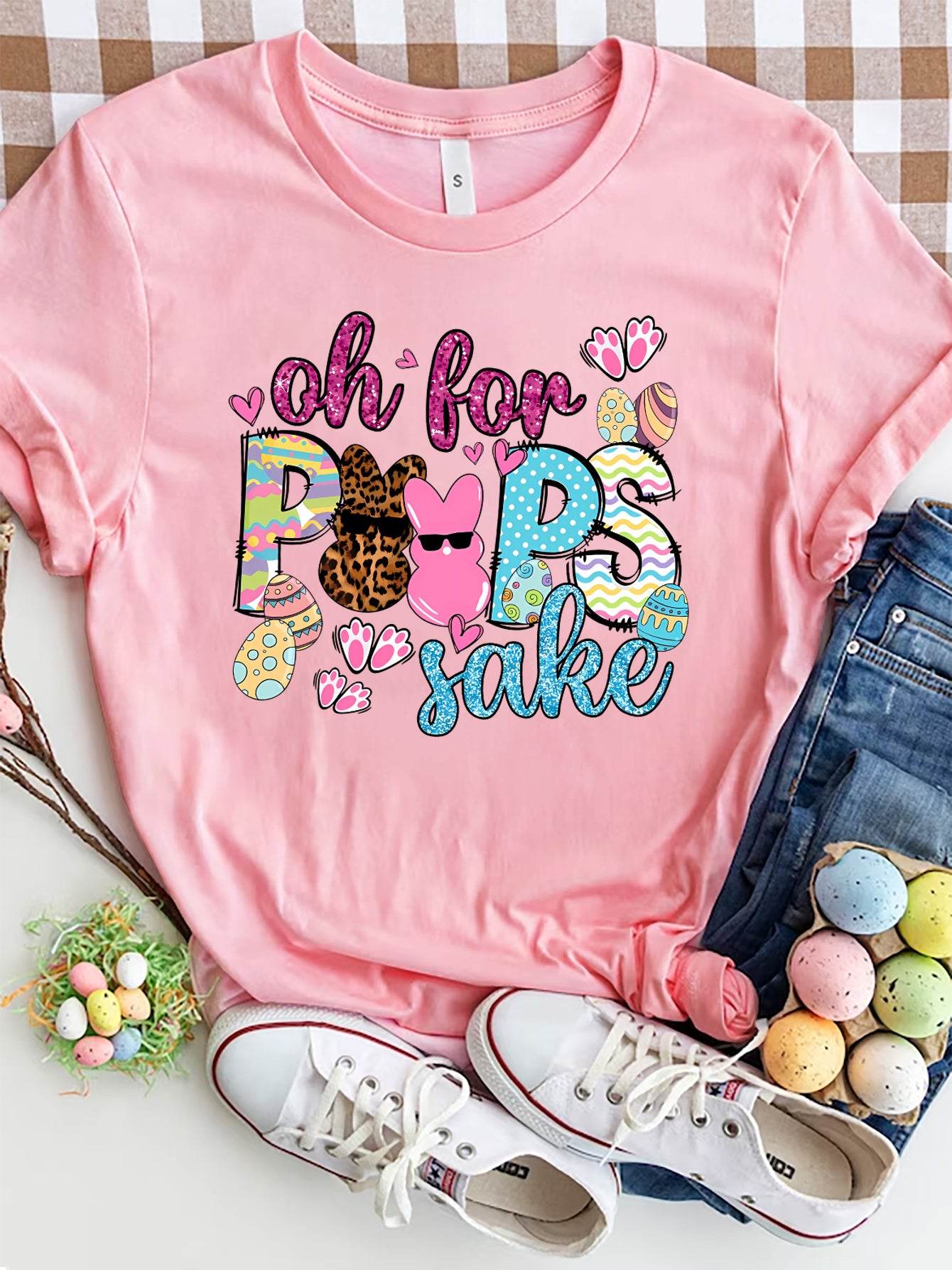 OH FOR PEEPS SAKE Round Neck T-Shirt - Selvanelle