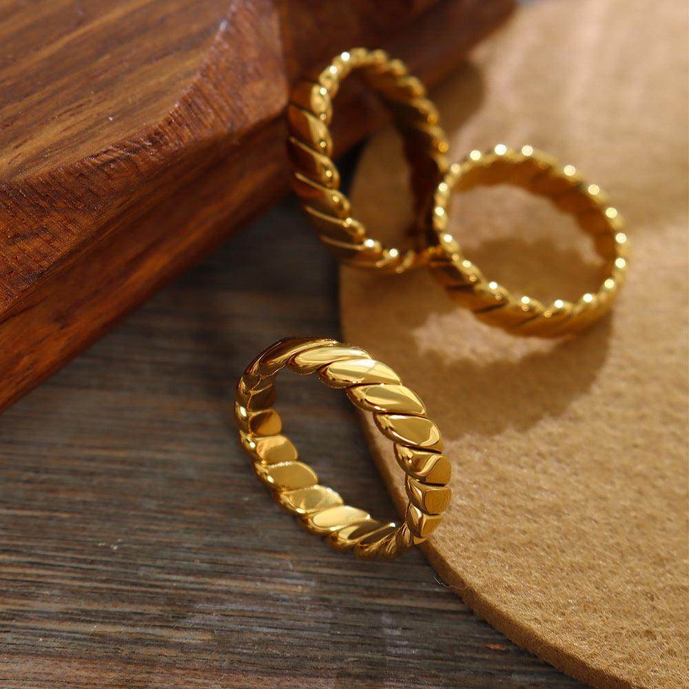 Stylish Titanium Steel Gold-Plated Ring for Everyday Use - Selvanelle