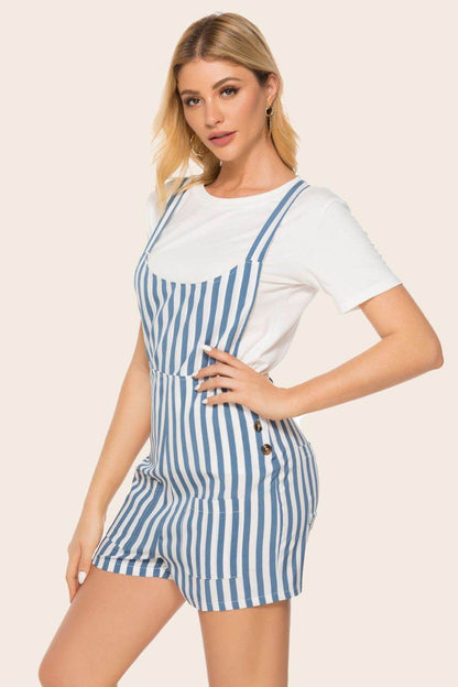 Striped Scoop Neck Romper - Selvanelle