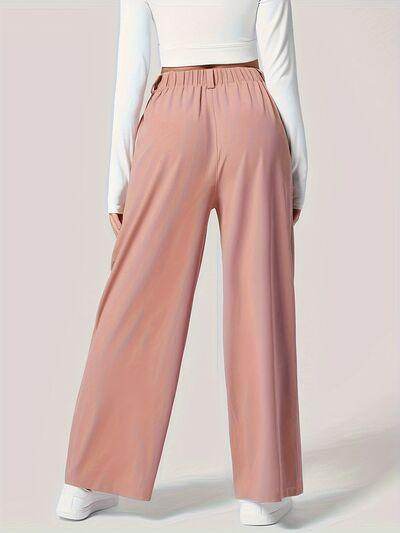 Wide Leg Pants with Pockets for Women in Sheer Style - Selvanelle