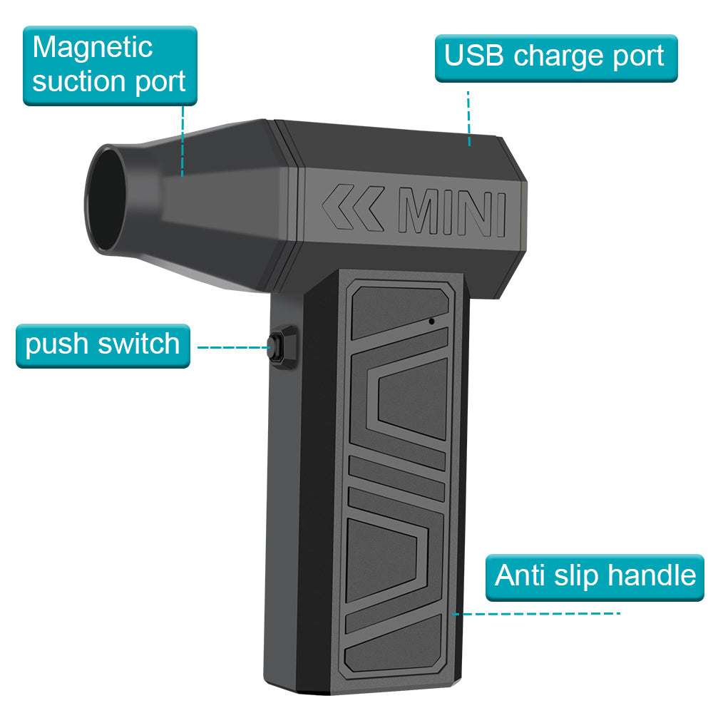 Turbo Fan Electric Air Duster Portable 130000RPM Cleaning Jet Blower Tool Car Blowing Snow 4 Gears adjustable Type-C Charging